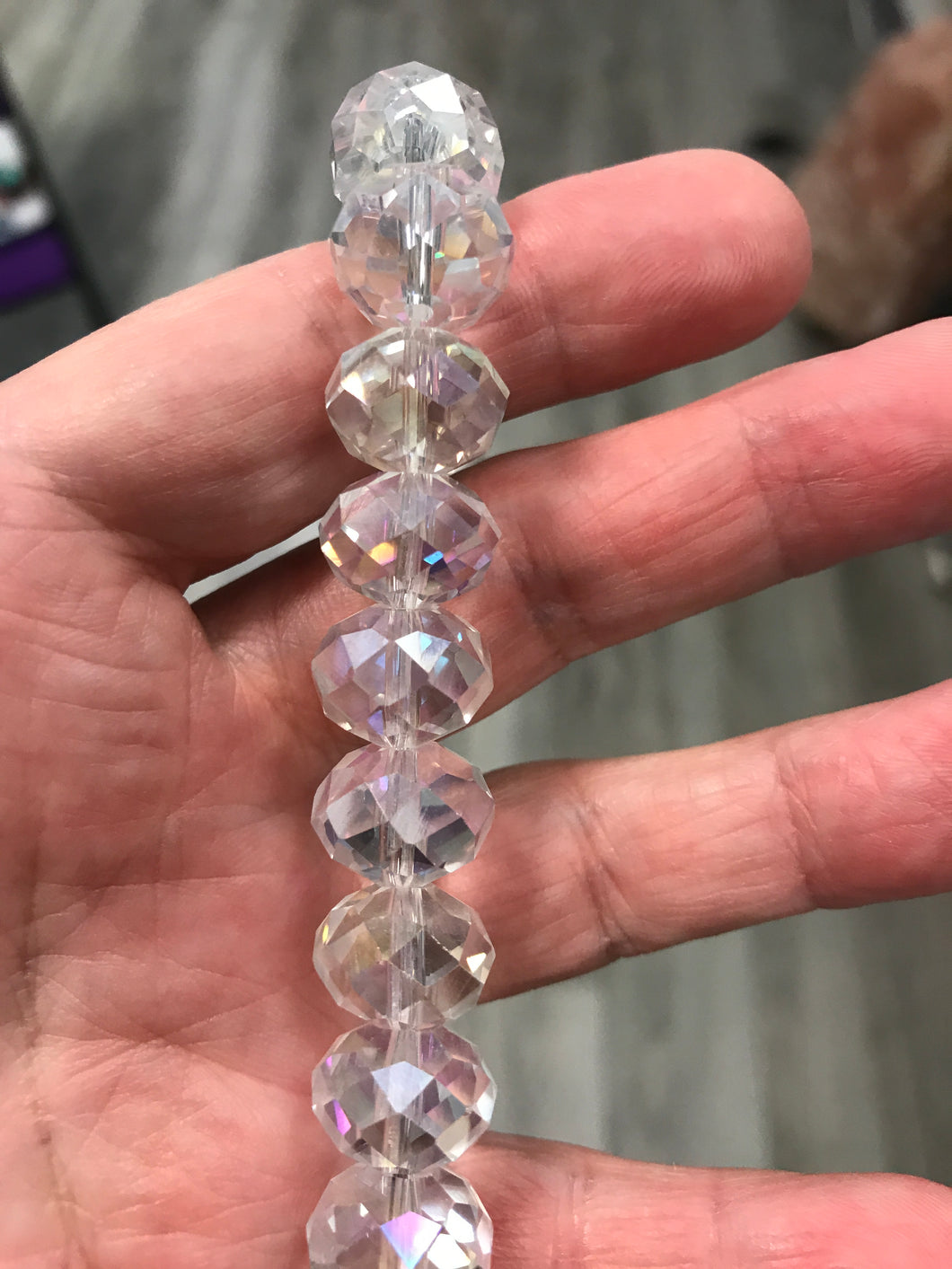 FACETED GLASS RONDELLE 14X10MM