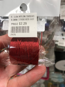 S-LON NYLON THREAD 0.5MM 77YDS RED HOT