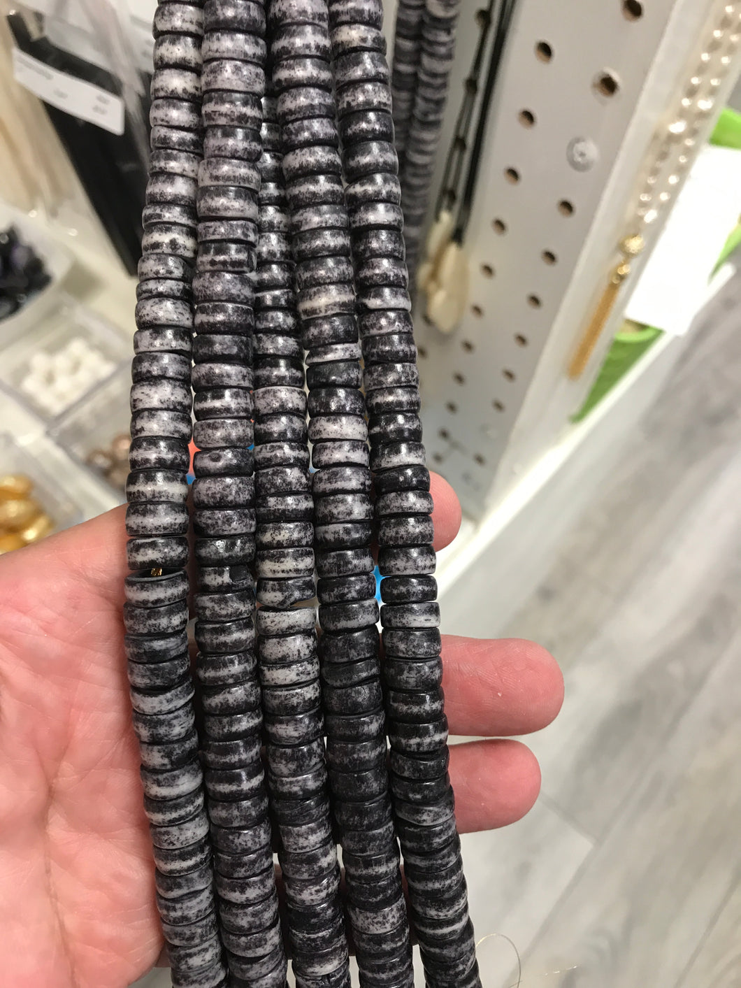SMOKY BLACK RONDELLE BONE