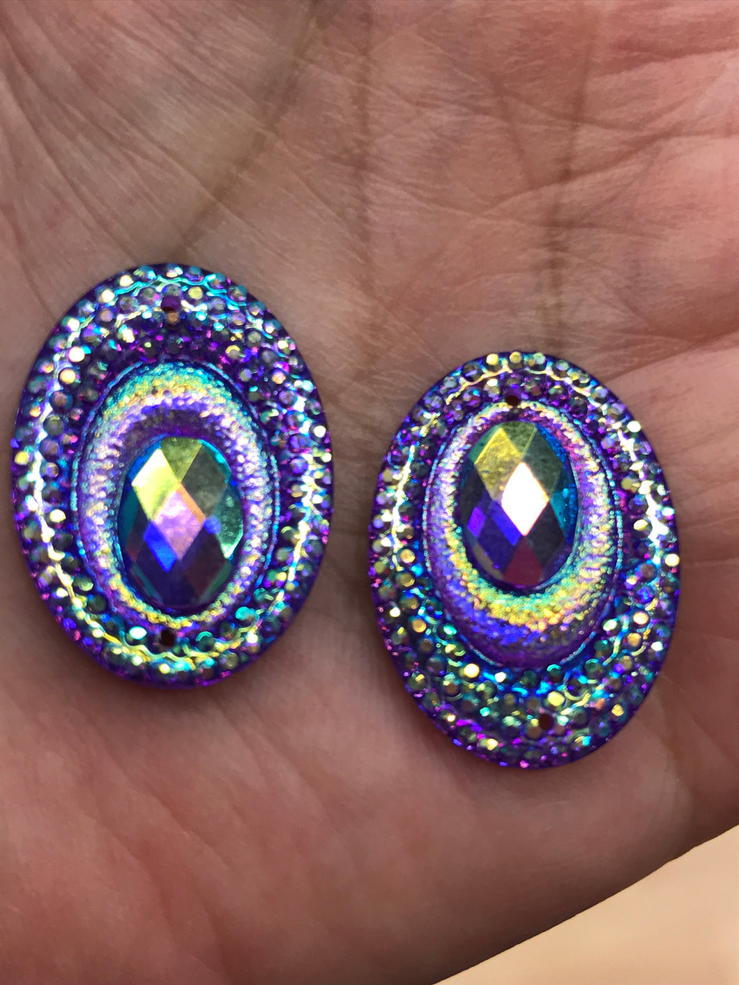RESIN SEW-ON PEACOCK 18X25MM