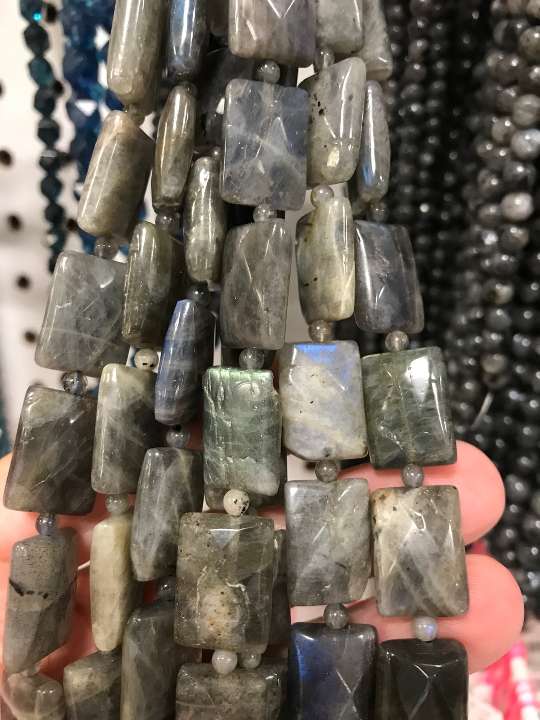 LABRADORITE FACETED RECTANGLE