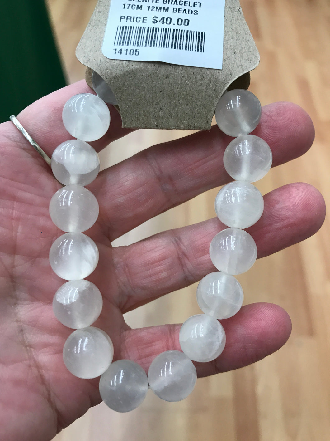 SELENITE BRACELET 17CM 12MM BEADS