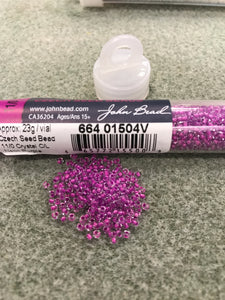 CZECH SEED BEAD 11/0 CRYSTAL C/L NEON PURPLE 01504