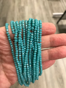 ELECTROPLATE GLASS FACETED DARK TURQUOISE