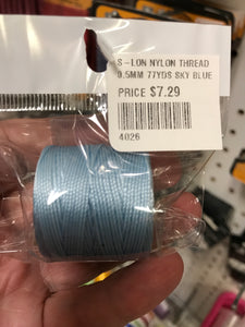 S-LON NYLON THREAD 0.5MM 77YDS SKY BLUE
