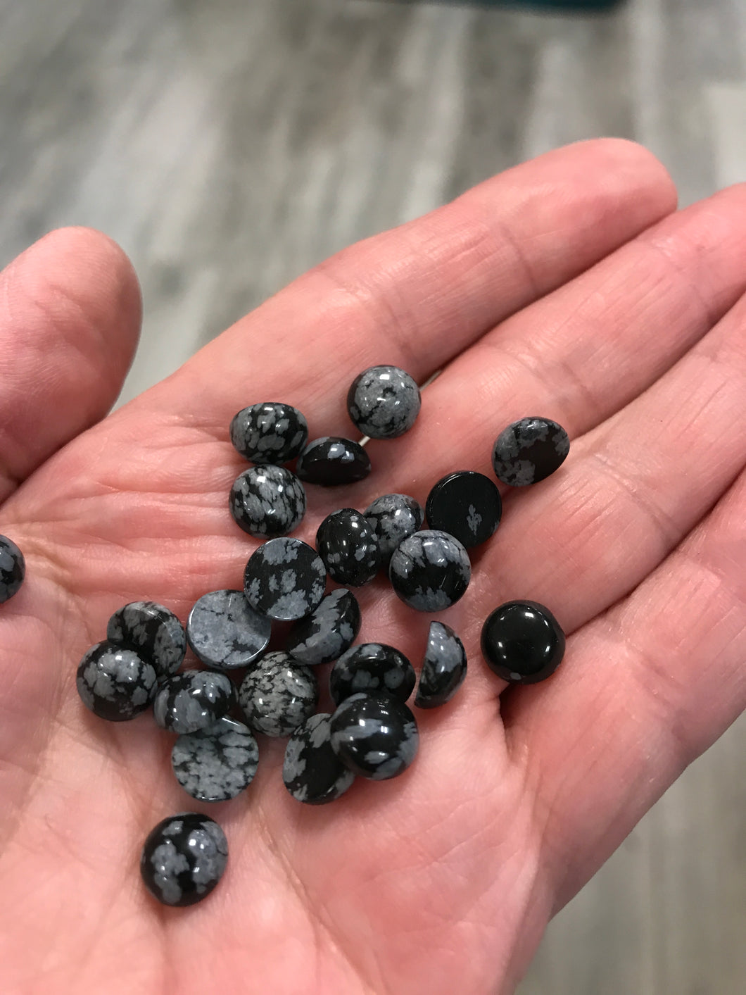 SNOWFLAKE OBSIDIAN CABOCHON 8MM