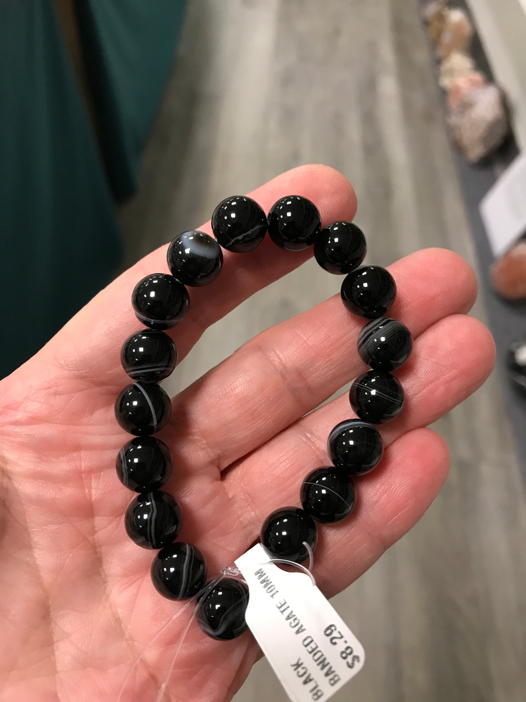 BANDED BLACK AGATE 10MM