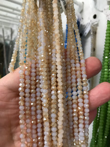 ELECTROPLATE GLASS FACETED GOLD/OPAL
