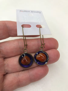 CARNELIAN EARRING PURPLE RESIN