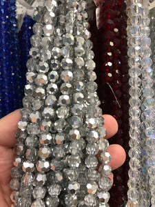 ELECTROPLATED GLASS FACETED HALF SILVER PLATED