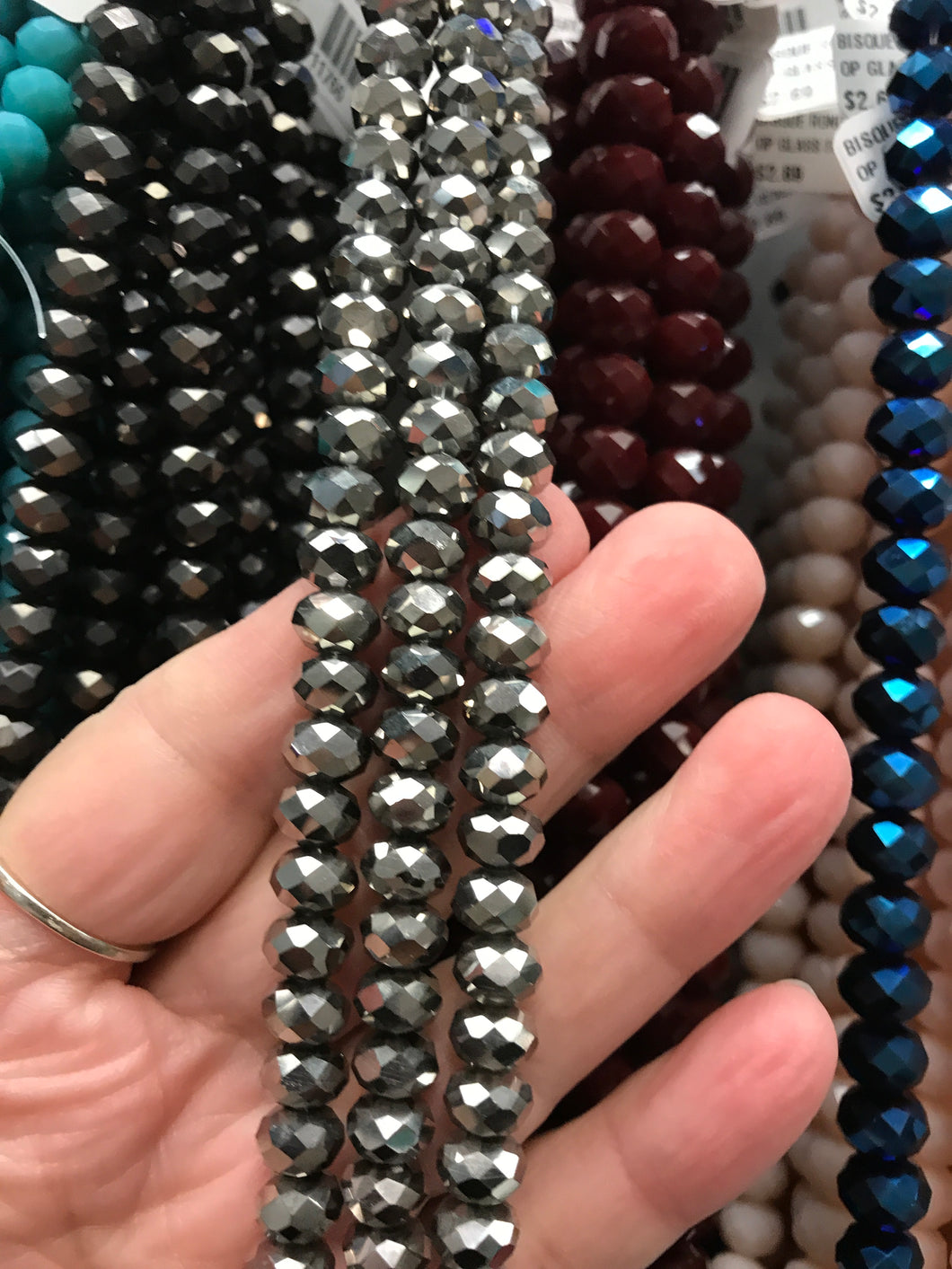 ELECTROPLATED GLASS FACETED 8X6MM