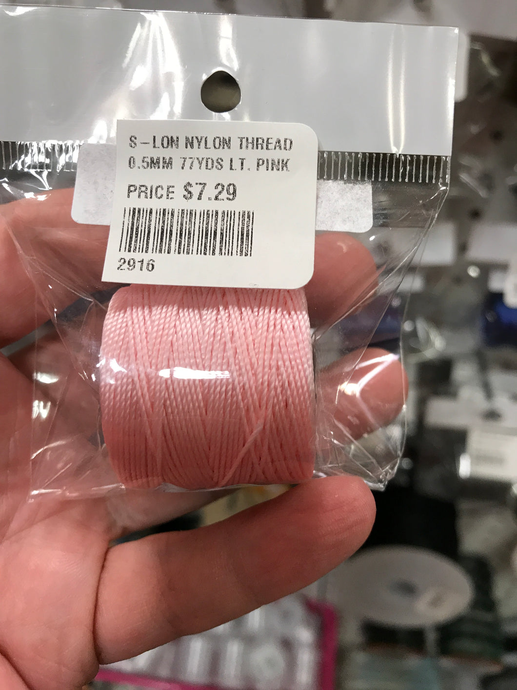 S-LON NYLON THREAD 0.5MM 77YDS LT. PINK