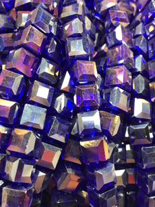 ELECTROPLATED GLASS 8X8MM FACETED