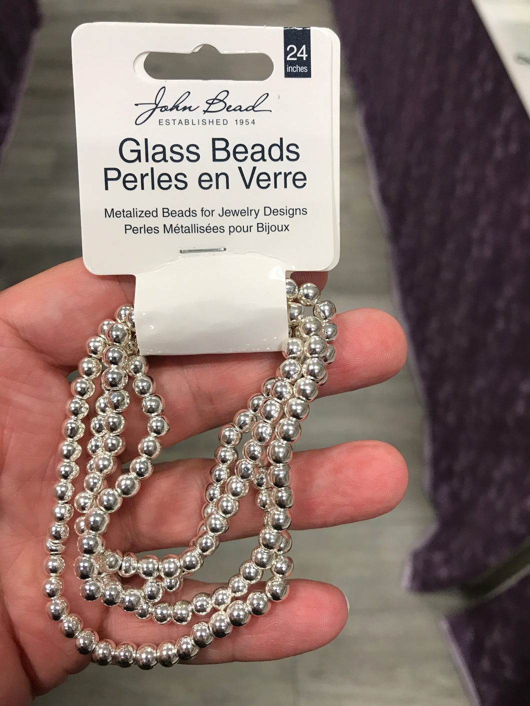 BEAD METALIZED GLASS SILVER