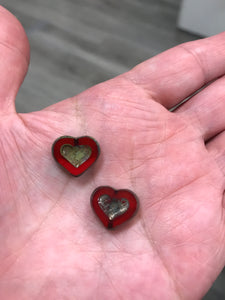 CZECH GLASS TABLE CUT HEART BEADS