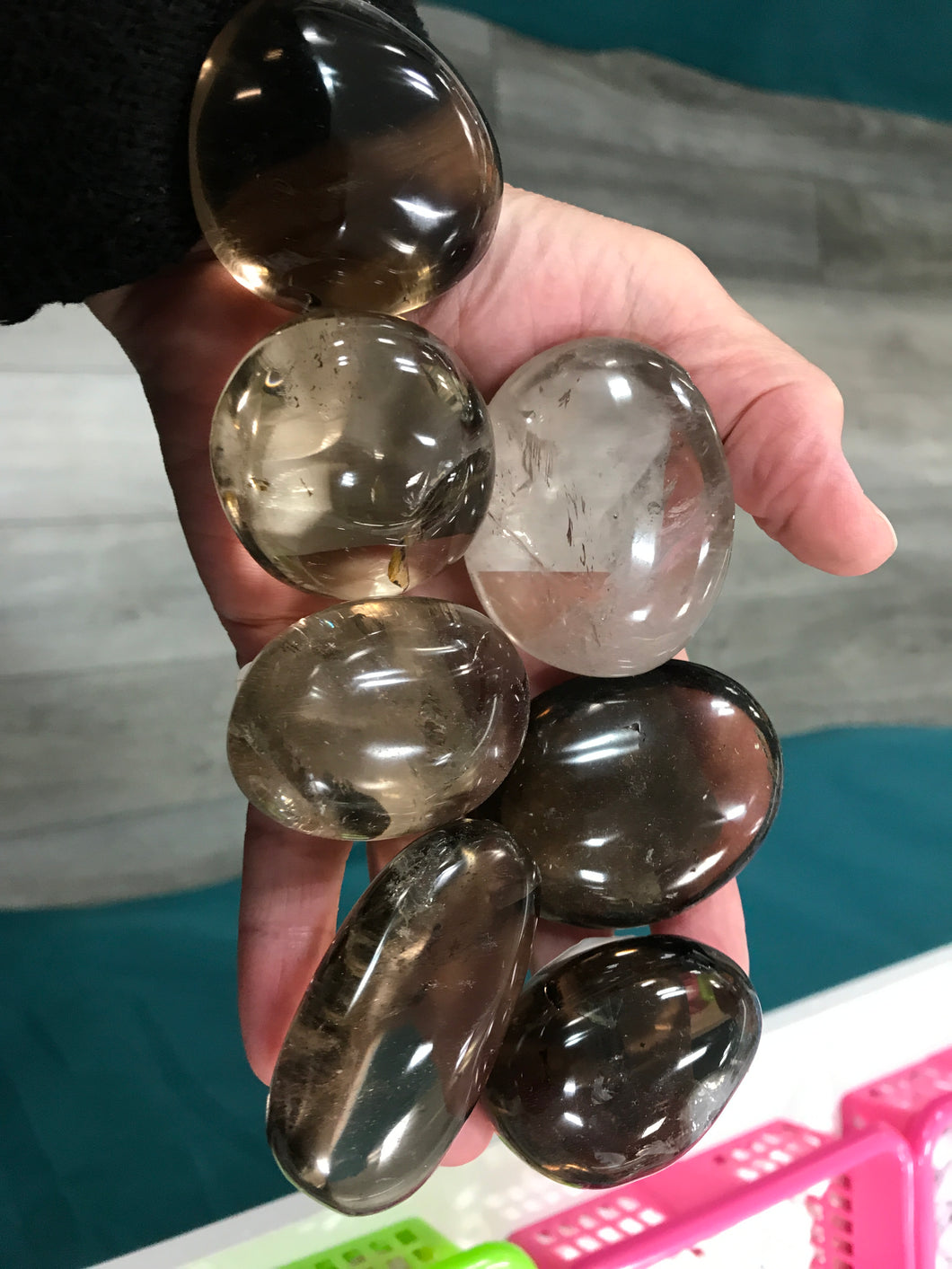 SMOKY QUARTZ GALLET/PALM STONE
