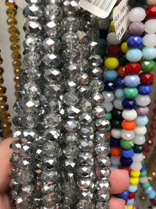 ELECTROPLATE GLASS FACETED CLEAR HALF SILVER PLATED