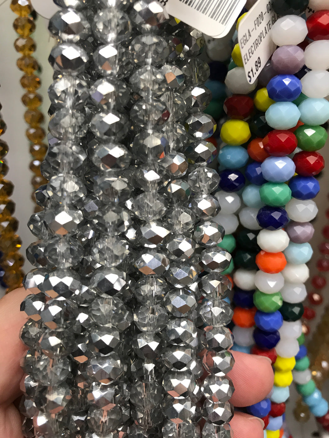 ELECTROPLATE GLASS FACETED CLEAR HALF SILVER PLATED