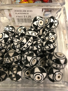 PORCELAIN BEAD BLACK/WHITE