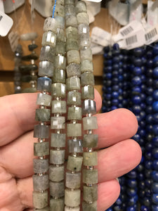 LABRADORITE FACETED COLUMN 6.5X5.5MM