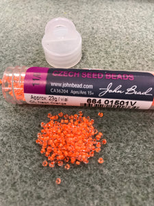 CZECH SEED BEAD 11/0 CRYSTAL C/L NEON ORANGE 01501