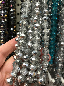 ELECTROPLATE GLASS FACETED CLEAR SILVER PLATED