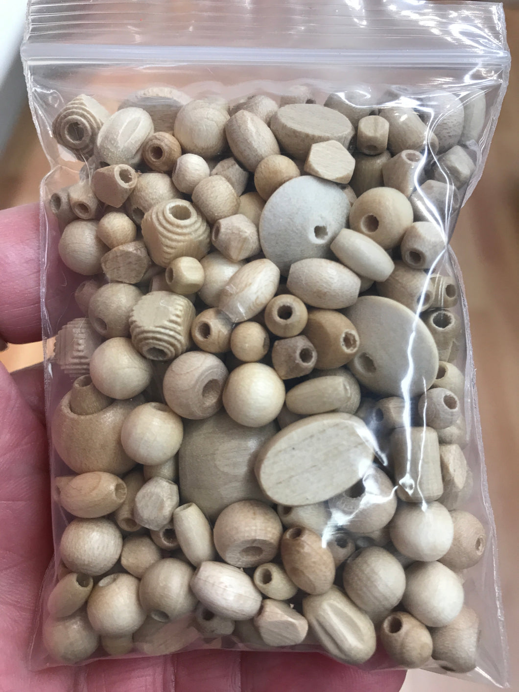 WOOD BEADS ASSORTED NATURAL