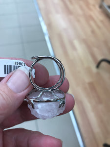 ROSE QUARTZ BRASS RING