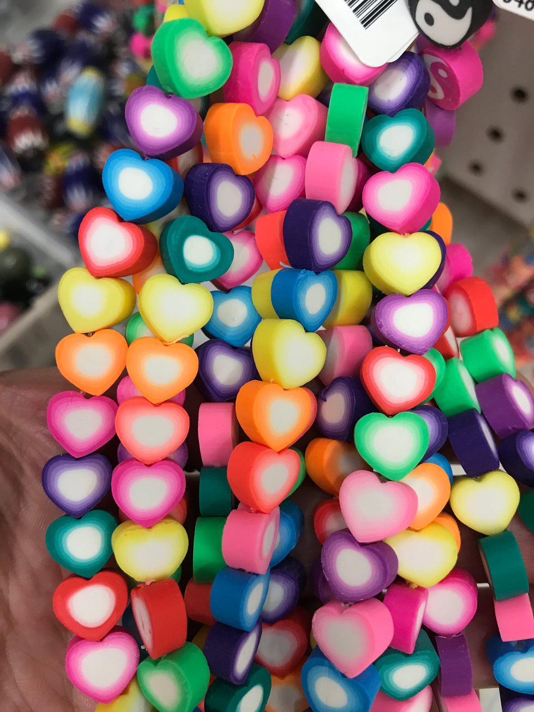 CLAY BEADS HEART 9.5X10X5MM