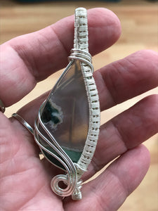 WIRE WRAPPED MOSS AGATE PENDANT