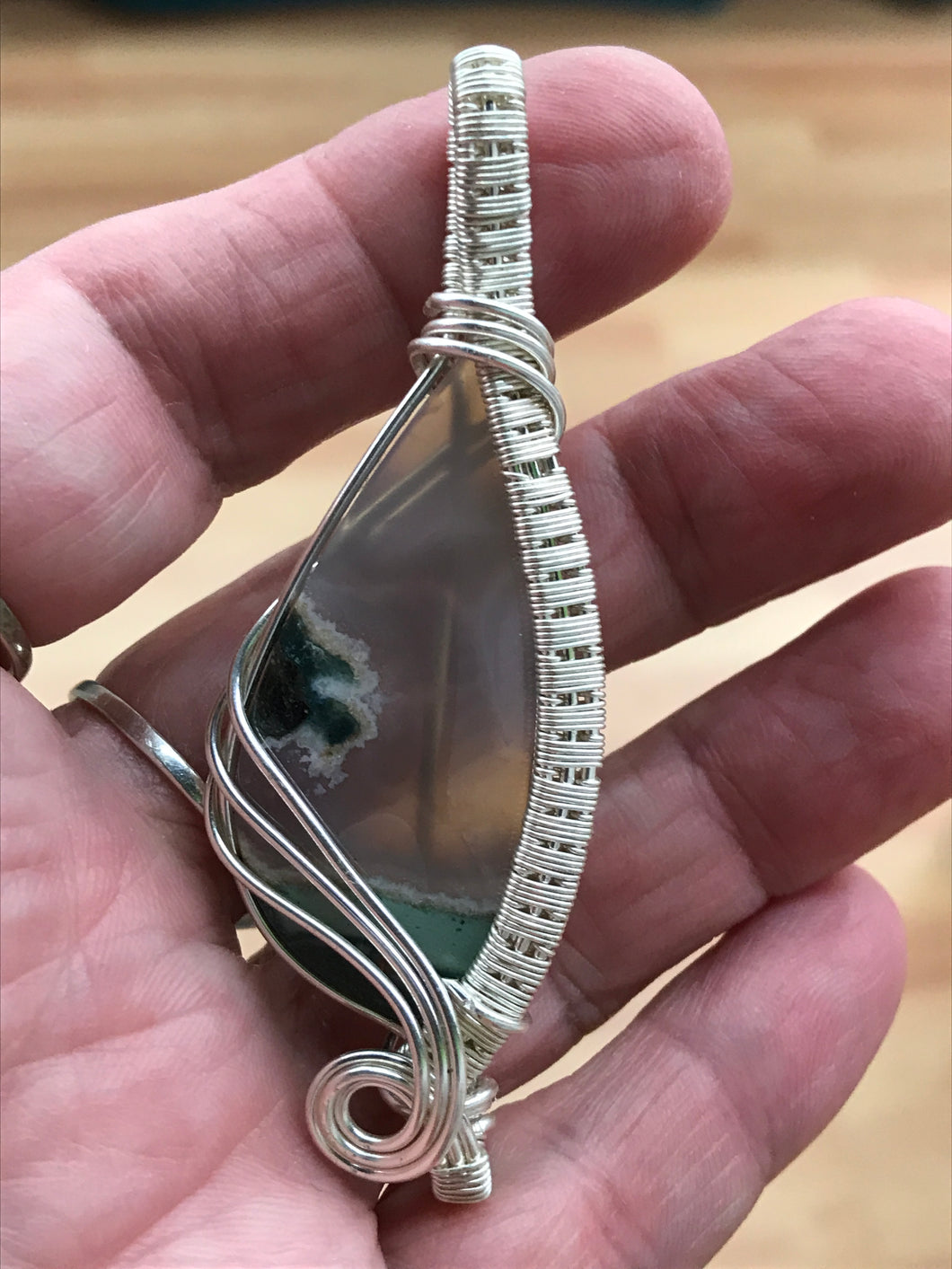 WIRE WRAPPED MOSS AGATE PENDANT