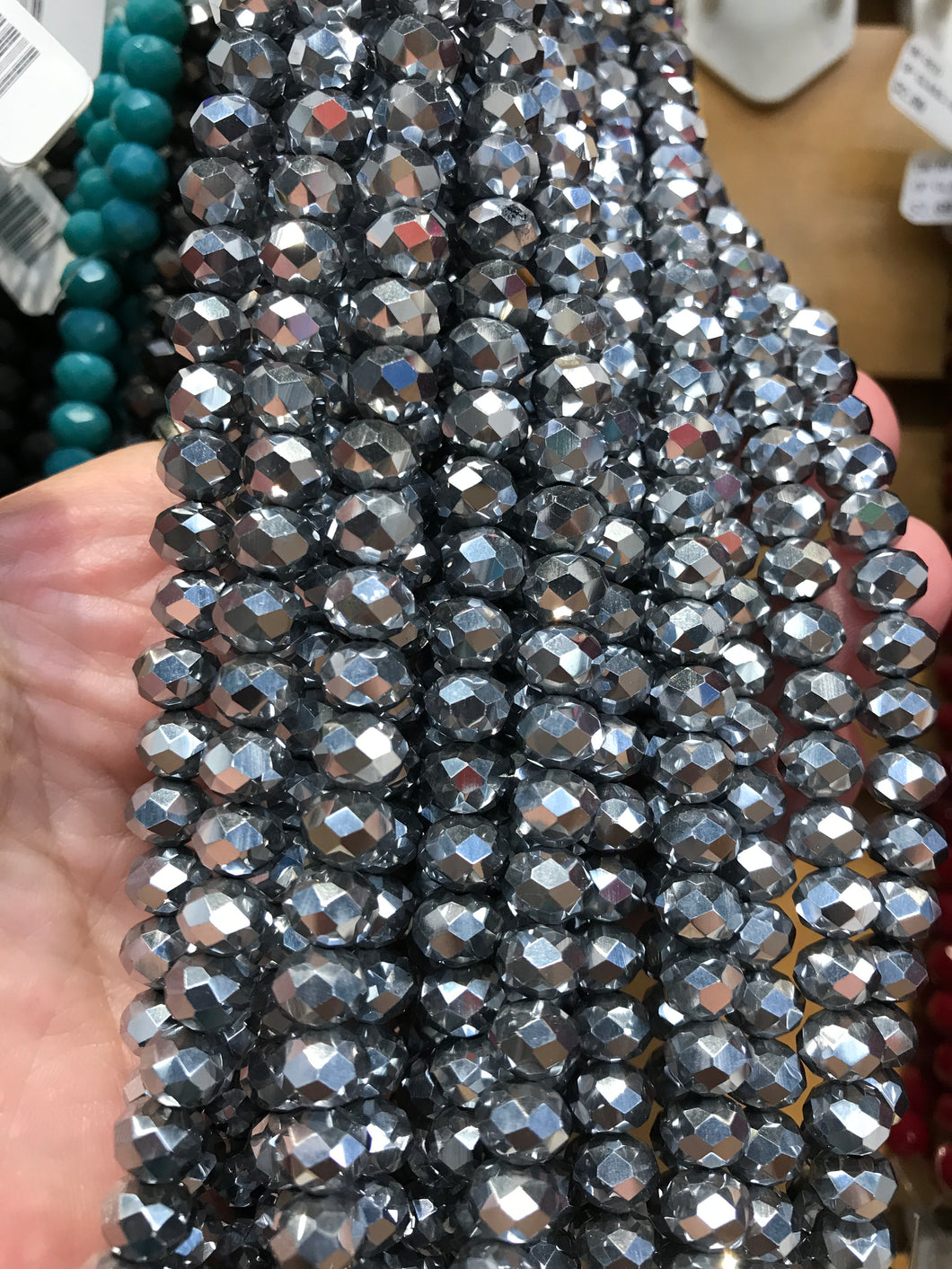 ELECTROPLATED GLASS FACETED 8X6MM