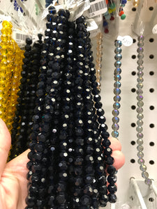 GLASS FACETED ROUND BLACK