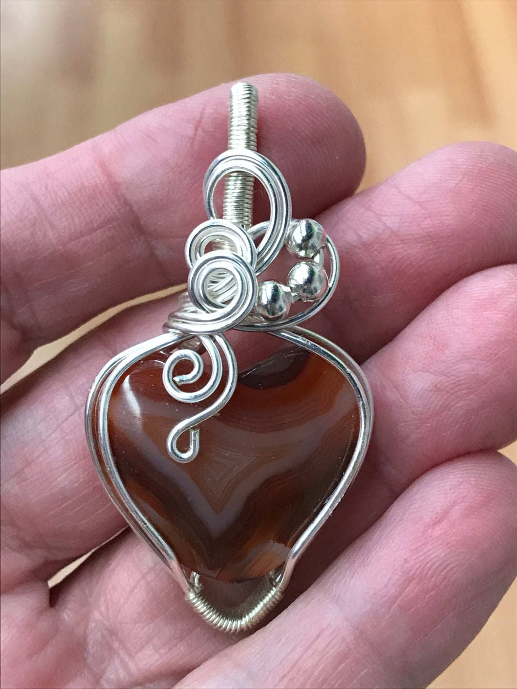 WIRE WRAPPED CARNELIAN PENDANT