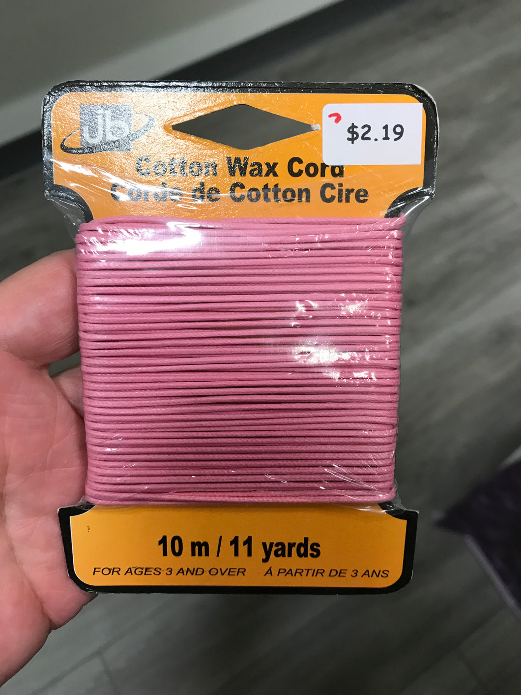 COTTON CORD WAXED PINK