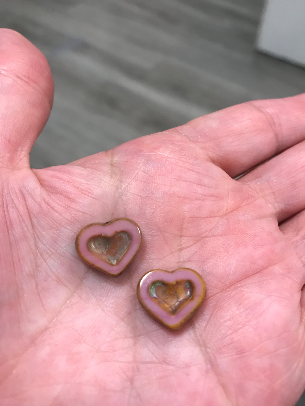 CZECH GLASS TABLE CUT HEART BEADS