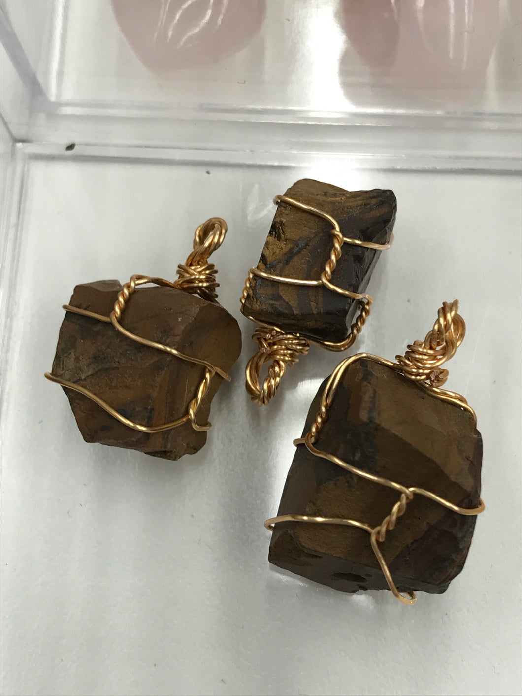 TIGER EYE WRAPPED PENDANT