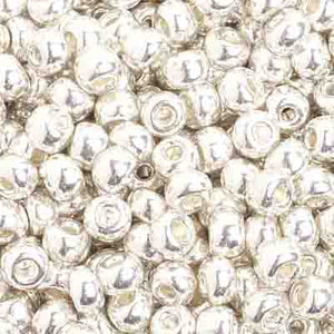 CZECH SEED BEAD 6/0 METALLIC SILVER